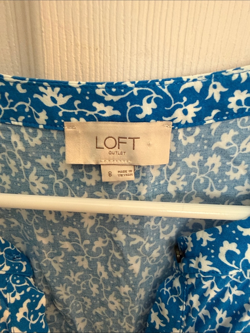 LOFT Blue Floral Button-Down Midi Dress with Waist Tie - Picture 2 of 3